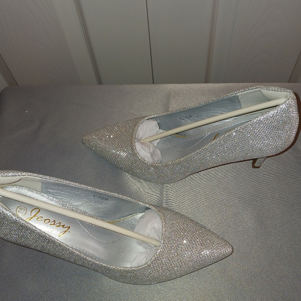 Jessy Milan Evening Shoes 7.5 Silver - Picture 3 of 4